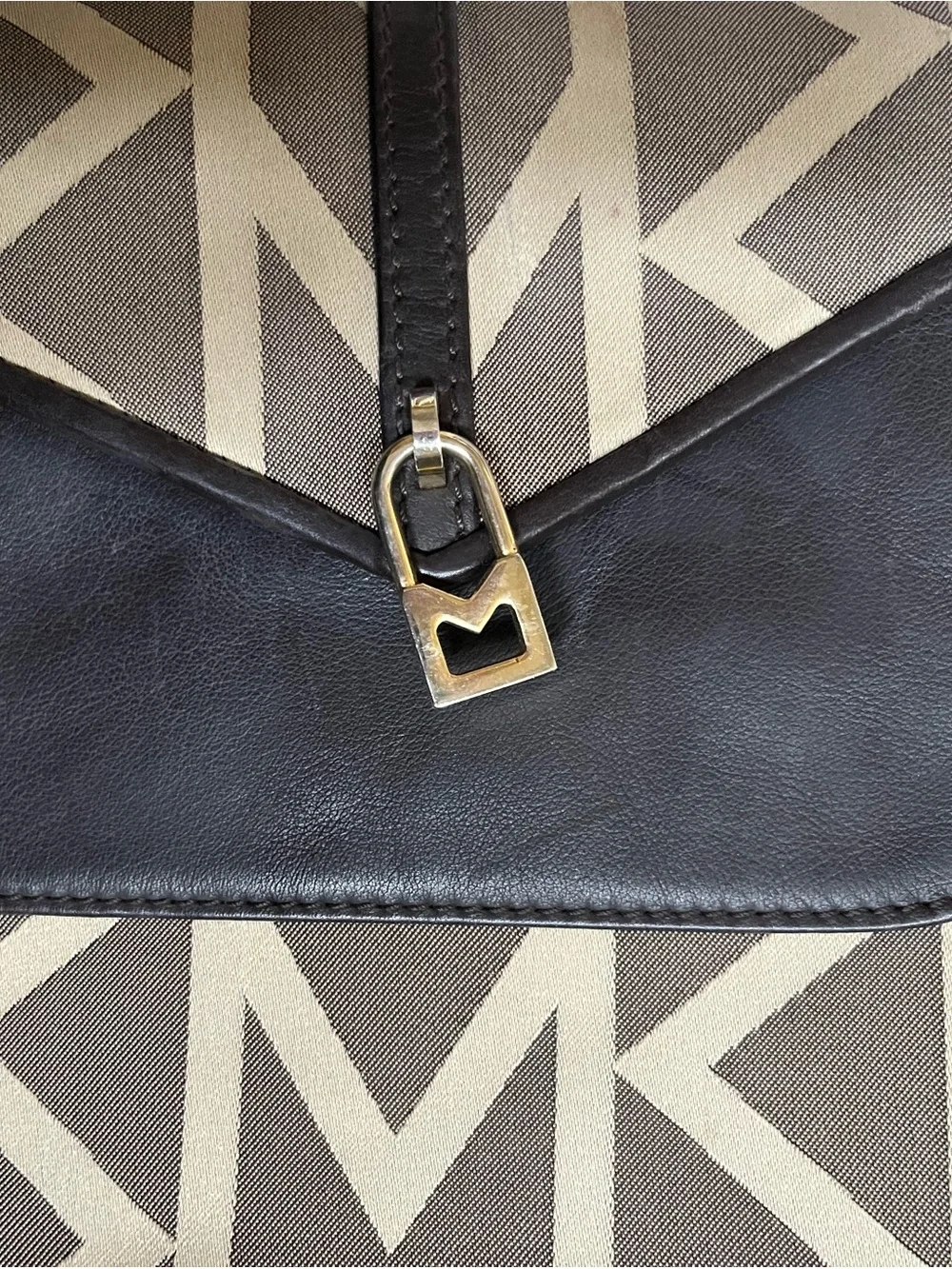Vintage Michael Kors Brown & Tan MK Logo Messenger Bag